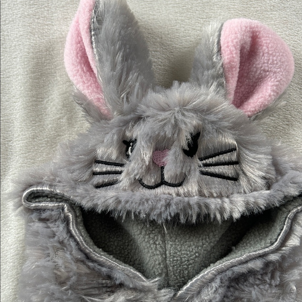 Gray Plush Bunny Hooded Pet Costume Small fit 13 lb Shih Tzu